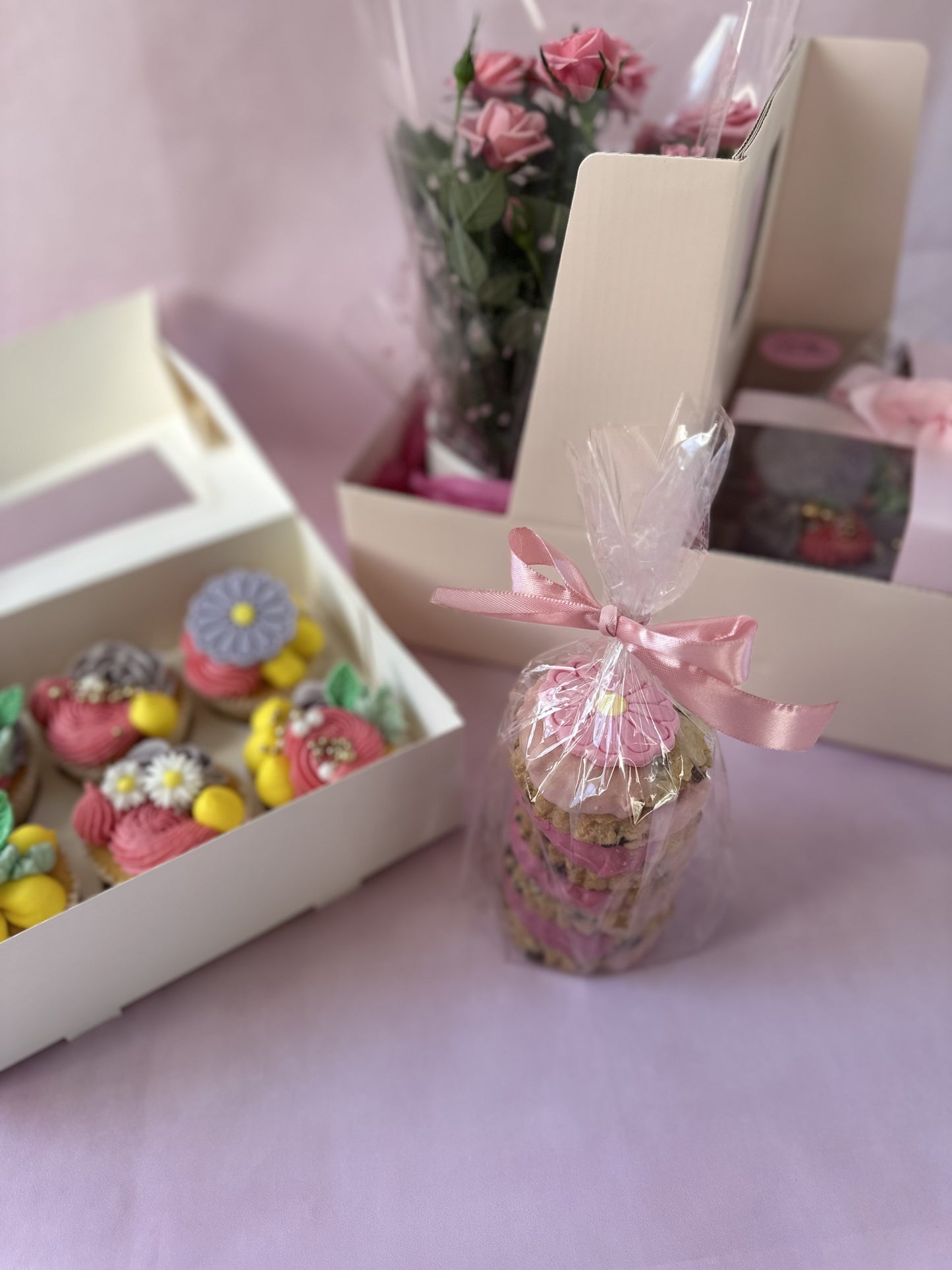 Flower Plant and Mini Cake Gift Box