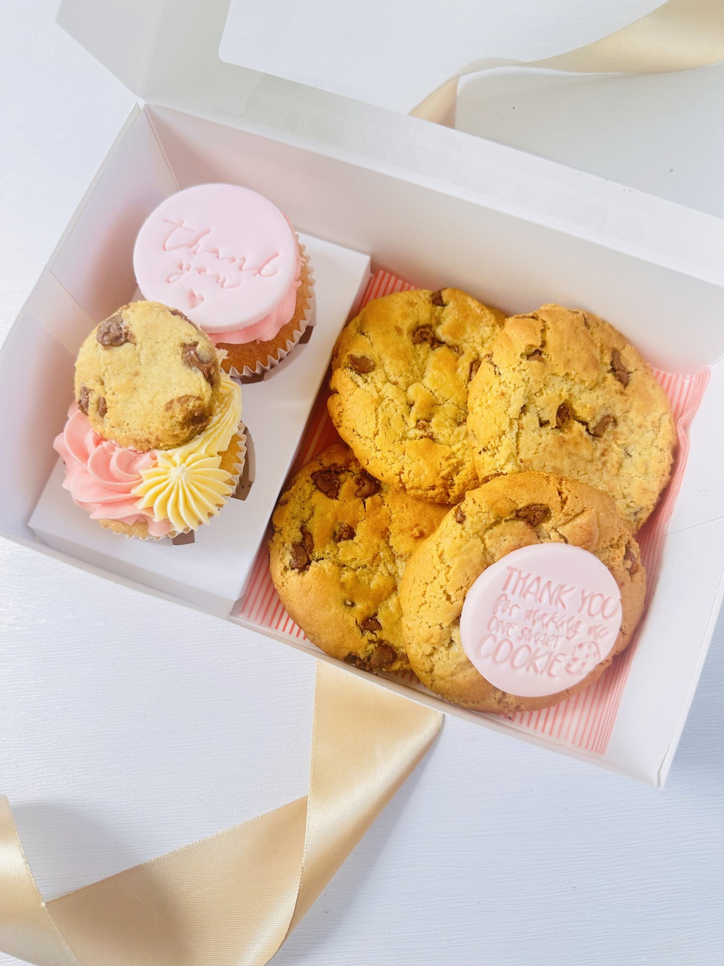 Teacher thank you cupcake and cookie gift box