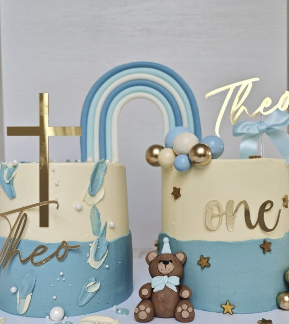 Double side by side cake  - Birthday and Christening